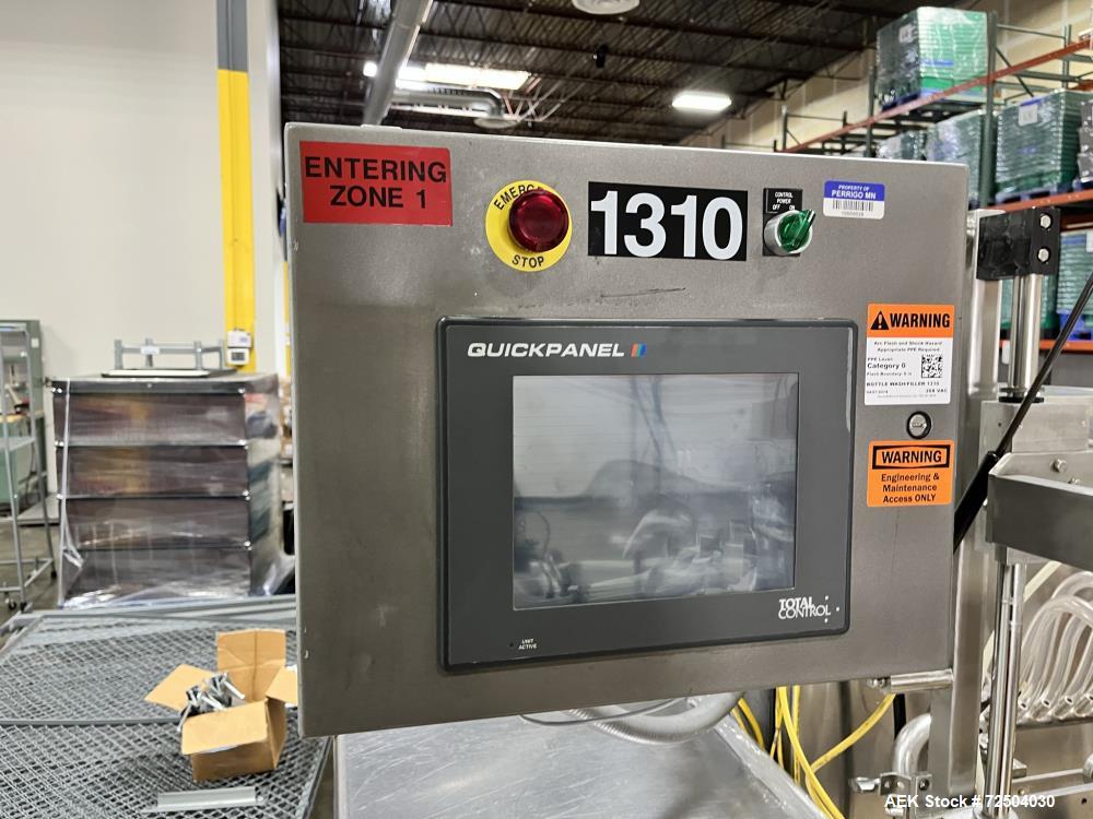 Used REB, Inc Automatic Inline Piston Filler, Model IVS. Current set up has 6 pistons with 6-diving fill nozzles. Is rated for speeds from 10 to 120 containers per minute (depending on container size...