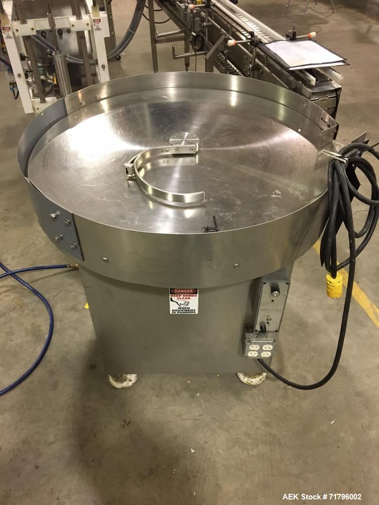 Used- Simplex Model AS200 Twin Piston Filler and Accumulation Tables.