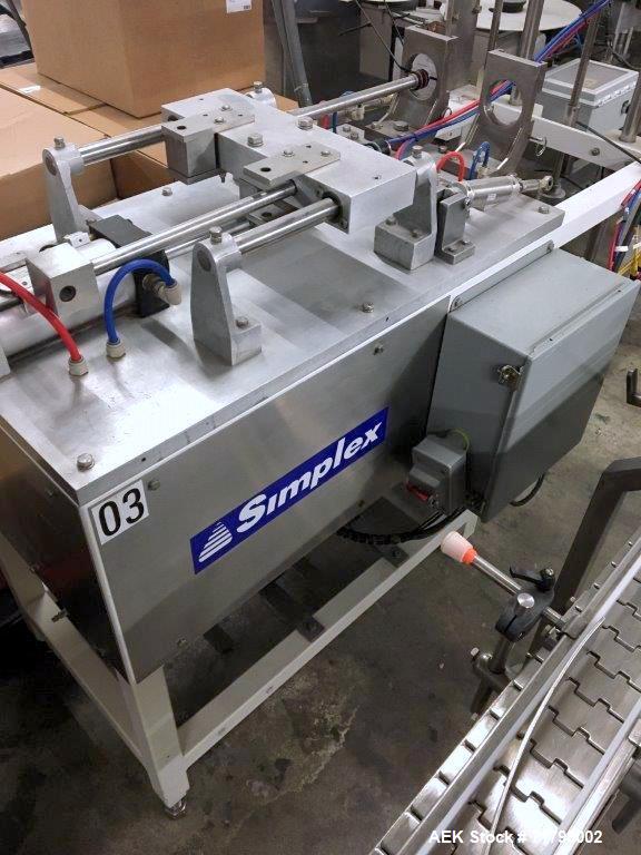 Used- Simplex Model AS200 Twin Piston Filler and Accumulation Tables.