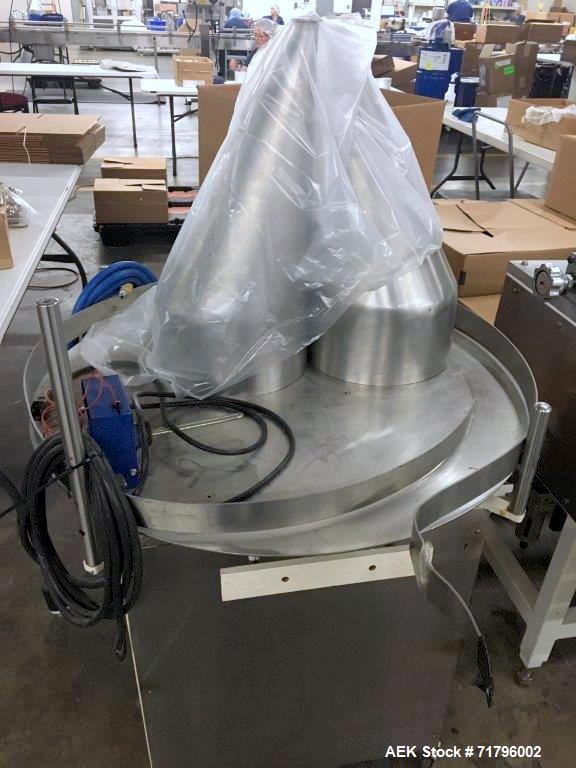 Used Simplex Model AS200 Twin Piston Filler and Accumulation Tables.