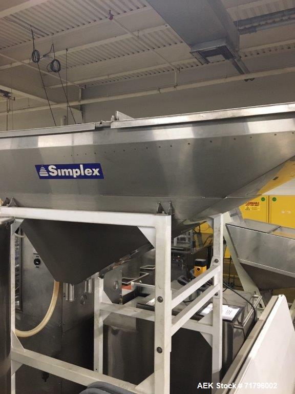 Used Simplex Model AS200 Twin Piston Filler and Accumulation Tables.