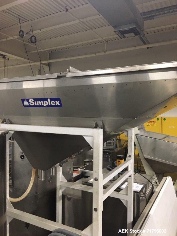 Used- Simplex Model AS200 Twin Piston Filler and Accumulation Tables.