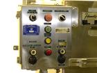 Used Filamatic Inline Piston Filler, Model CVK-300-1. Equipped with (8) 1000 cc pistons, all stainless steel. Automatic diving nozzle style, missing nozzles. Pneumatic container indexing. Self-contai...