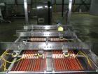 Used Quantum Model QTIA2000-12 Dual Lane Sauce Applicator. Twin piston design is rated at up to 120 pies per minute.  Machine has Allen Bradley controls.  Has continuous motion conveyors, sanitary de...