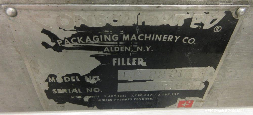 Used Consolidated Model RP221 21 Head Rotary Stainless Steel Piston Filler