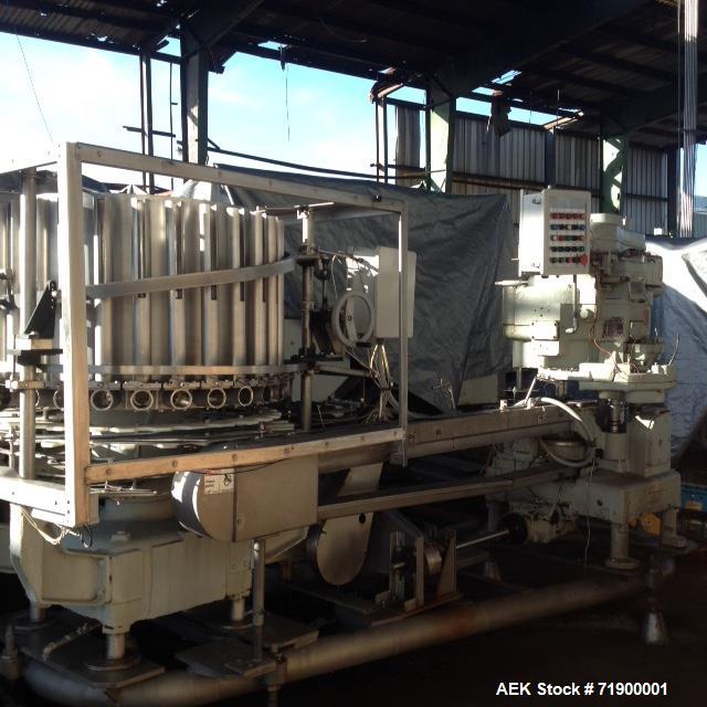 Used Pfaudler 28 Head Rotary Piston Filler.