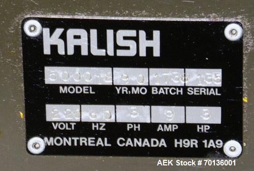 Used Kalish Kalishtronic Model KT12 Positive Displacement Filler. Currentlyt set up with 8 pumps and filling nozzles. Has neck guides, positive shut off nozzles, pin indexing and table top chain conv...