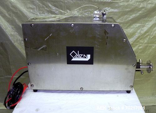 Used Oden Pro/Fill 1000 Benchtop Liquid Filler, Model PF1K. Applications include free flowing to low viscosity products. Now equipped with a stainless steel T-Pump for 0.9 gpm, pinch valve shut-off ,...
