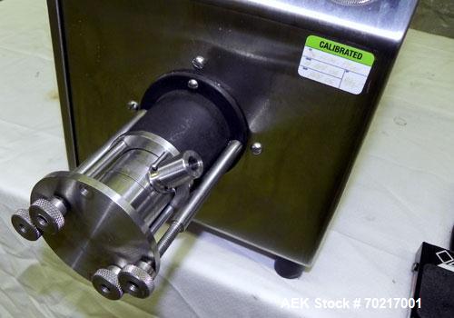 Used Oden Pro/Fill 1000 Benchtop Liquid Filler, Model PF1K. Applications include free flowing to low viscosity products. Now equipped with a stainless steel T-Pump for 0.9 gpm, pinch valve shut-off ,...