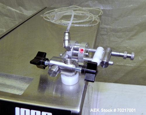 Used Oden Pro/Fill 1000 Benchtop Liquid Filler, Model PF1K. Applications include free flowing to low viscosity products. Now equipped with a stainless steel T-Pump for 0.9 gpm, pinch valve shut-off ,...