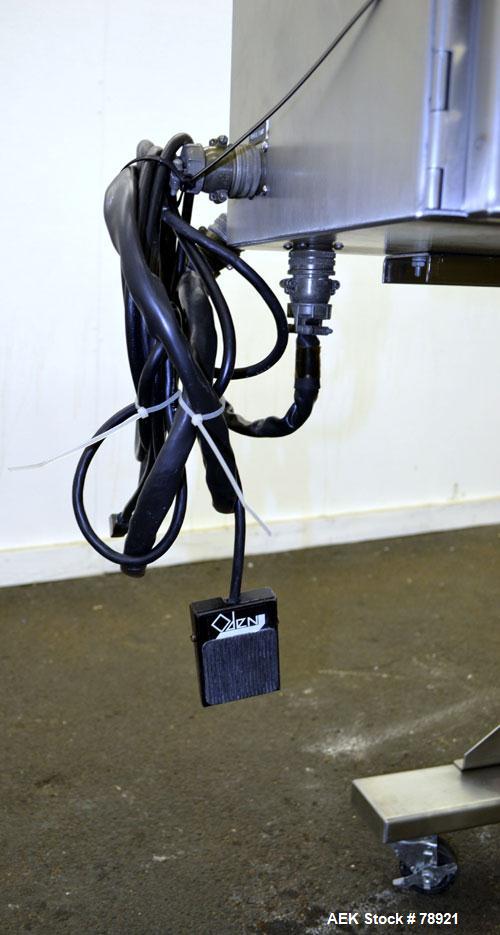Used Oden Metering Filler,Semi Auto with foot pedal swicth. Model Pro Fill 5000, 2 Gallon Per Minute Capacity. Consisting of: (1) Waukesha rotary positive displacement pump, model 3DO, stainless stee...