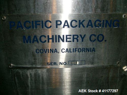 Used Pacific Packaging Machinery 12 Head Rotary Positive Displacement Filler. Capable of speeds up to 160 cpm. Has (12) 3/4" diameter nozzles on 6" centers. Rising pedestals for a bottom up fill. Has...
