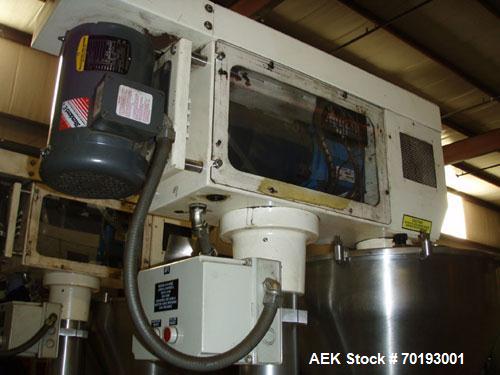 Used AMS Model A-500E Dual Head Auger Filler. Machine has 2 A-100 with agitated hoppers, can handle free flowing and non-free flowing dry and liquid products. Machine has a stainless steel top and an...