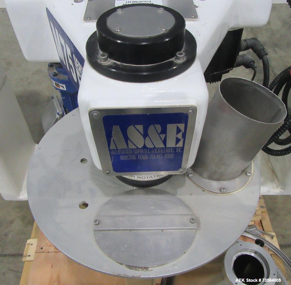 Used AS&E (Automation Supply and Engineering) Automatic Inline Powder Auger Filling System, Model M75. Serrvo-driven auger filler. Includes hopper and control system. Designed for top-mounted filling...