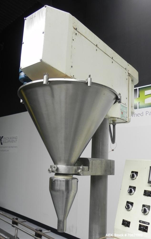 Used All-Fill Model SHA Automatic Inline Auger Filler. Capable of speeds up to 50 containers per minute (depending on size). Container size range: (diameter) up to 6" (height) 1-3/16" to 9-3/16". All...