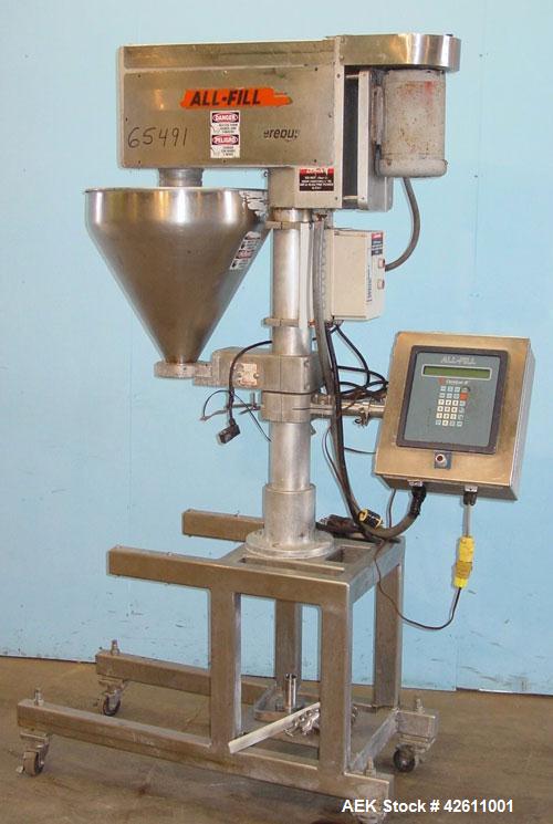 Used All Fill Model BM Automatic Single Head Auger Filler, CEREBUS II Control, 10gm to 1000gm filling range (depending on product and change parts). Speed: 5 to 25 fills per minute. 21" Diameter x 18...