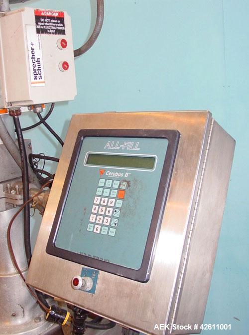 Used All Fill Model BM Automatic Single Head Auger Filler, CEREBUS II Control, 10gm to 1000gm filling range (depending on product and change parts). Speed: 5 to 25 fills per minute. 21" Diameter x 18...