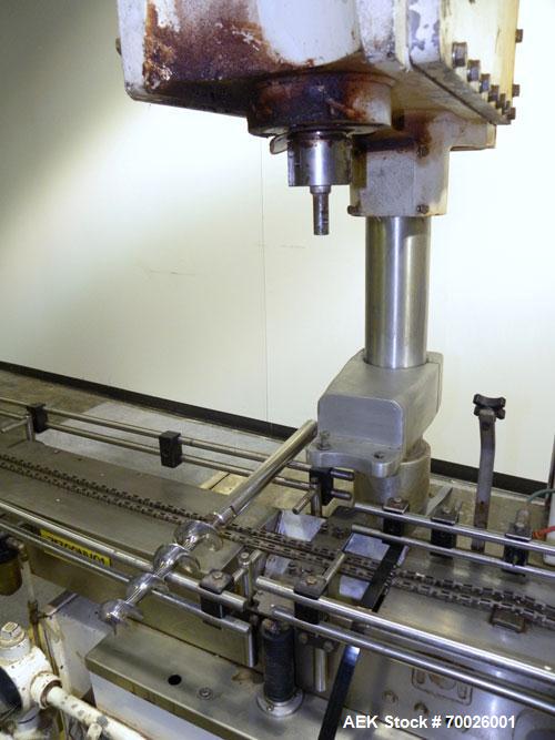 Used All Fill DHA Dual Head Automatic Inline Auger Filler, Model 100141. Capable of speeds up to 60 cpm depending on product. Has a 10' long dual chain type conveyor, driven by a 1/2 hp, 90 volt, 175...