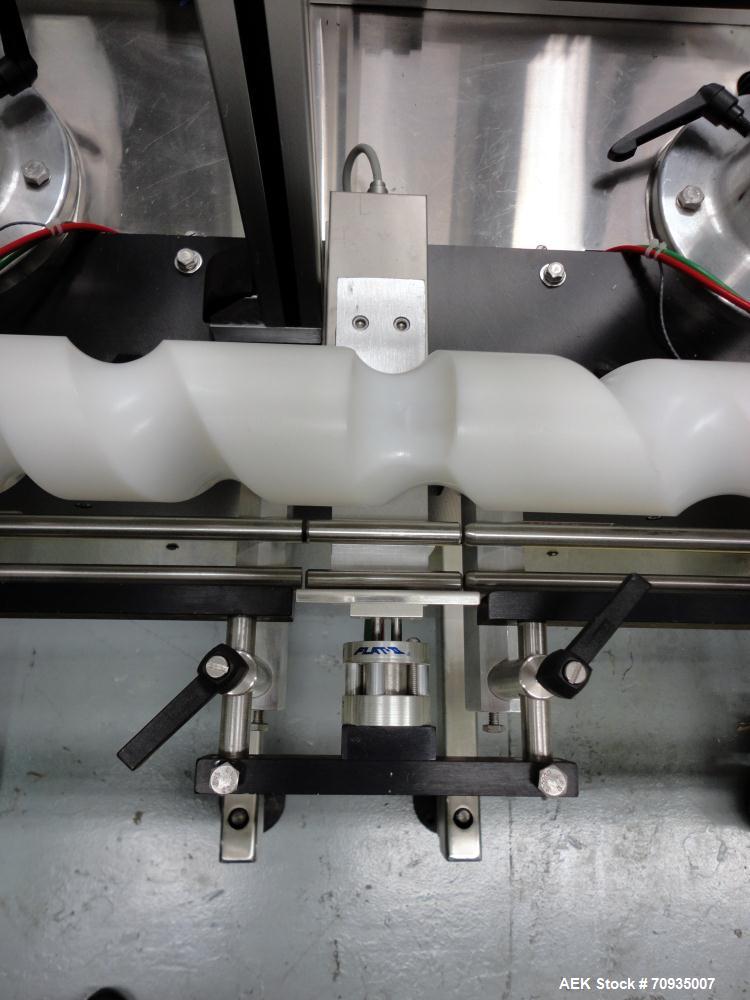 Used All Fill Model DHAA-S-V-600 automatic dual head inline auger filler. Servo driven fill heads with auxiliary agitation, Hopper level detectors, Servo driven timing helix for container conveying, ...