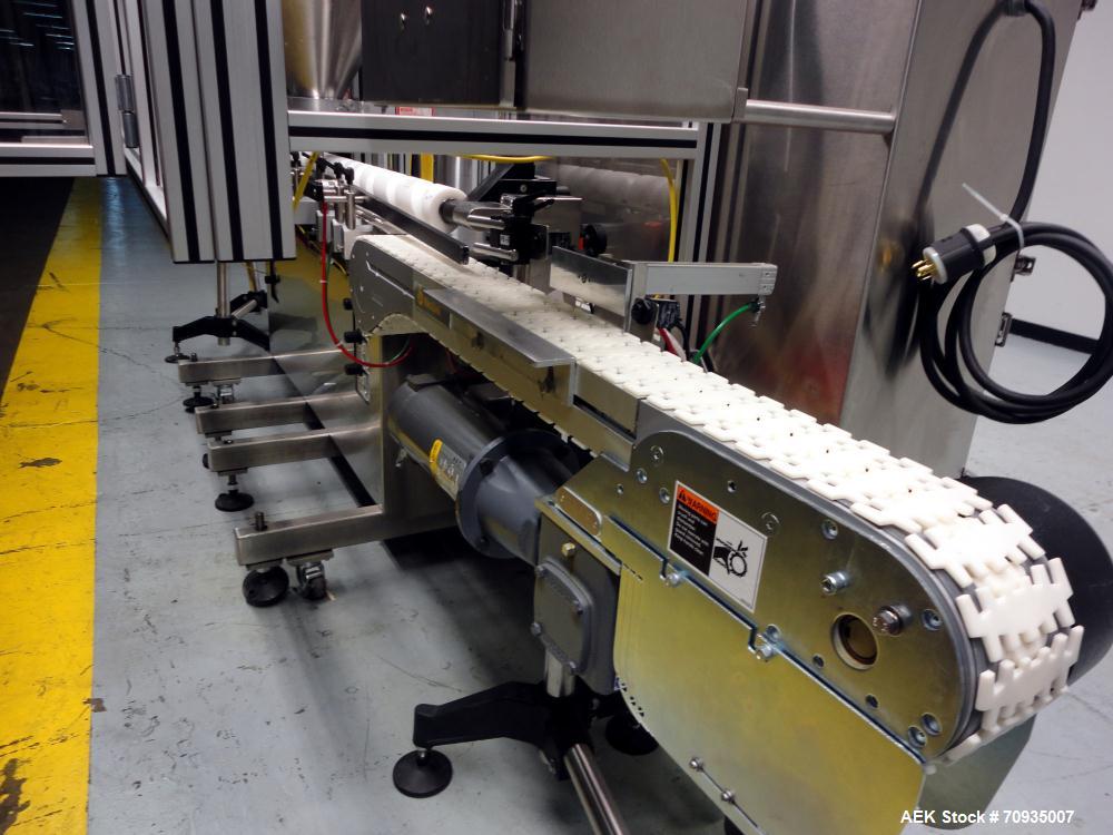 Used All Fill Model DHAA-S-V-600 automatic dual head inline auger filler. Servo driven fill heads with auxiliary agitation, Hopper level detectors, Servo driven timing helix for container conveying, ...