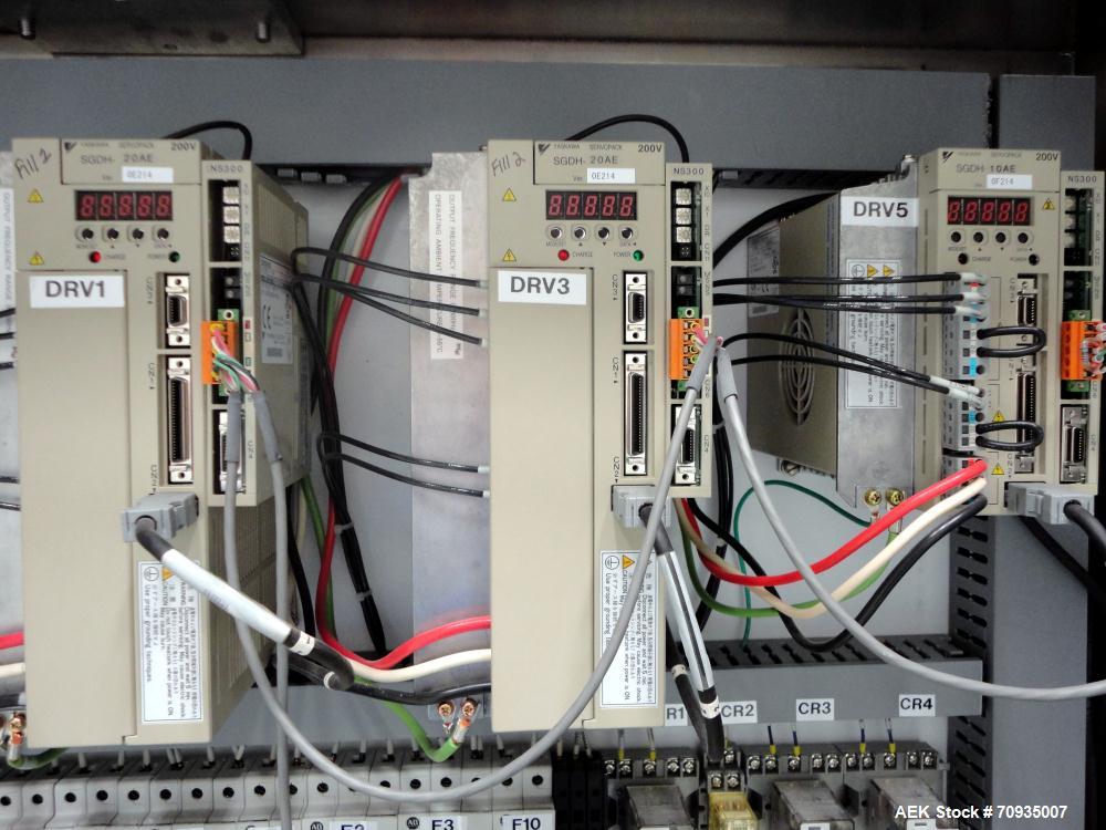 Used All Fill Model DHAA-S-V-600 automatic dual head inline auger filler. Servo driven fill heads with auxiliary agitation, Hopper level detectors, Servo driven timing helix for container conveying, ...