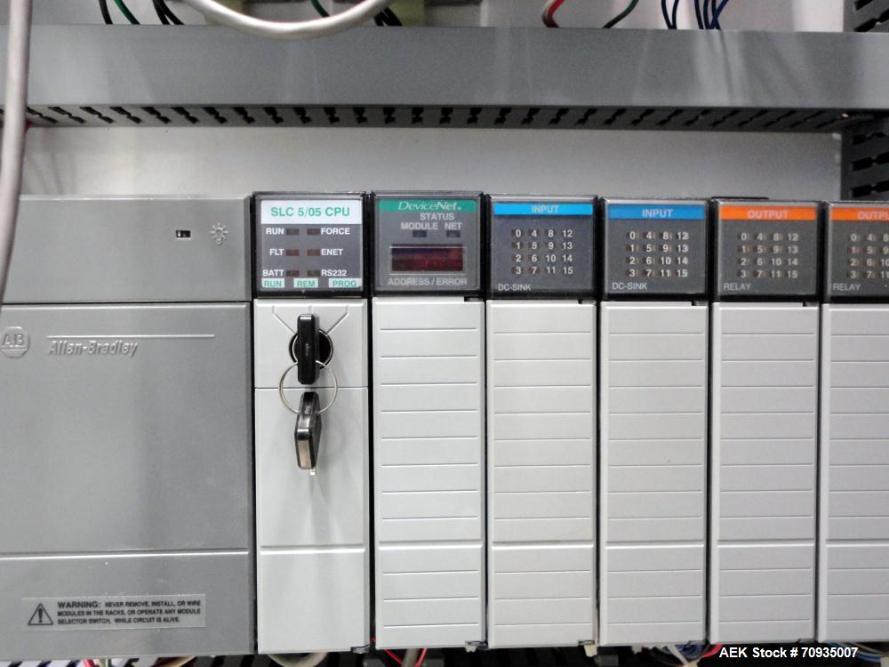 Used All Fill Model DHAA-S-V-600 automatic dual head inline auger filler. Servo driven fill heads with auxiliary agitation, Hopper level detectors, Servo driven timing helix for container conveying, ...