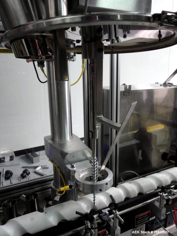 Used All Fill Model DHAA-S-V-600 automatic dual head inline auger filler. Servo driven fill heads with auxiliary agitation, Hopper level detectors, Servo driven timing helix for container conveying, ...