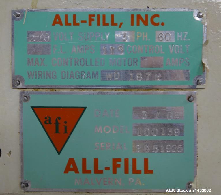 Used All Fill Model 100141 DHA Dual Head Automatic Inline Auger Filler