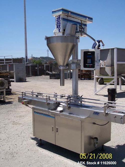 Used- Mateer 3920 Single Head Inline Auger Filler. Unit has Microset controls, stainless steel construction and 2-1/2" diame...