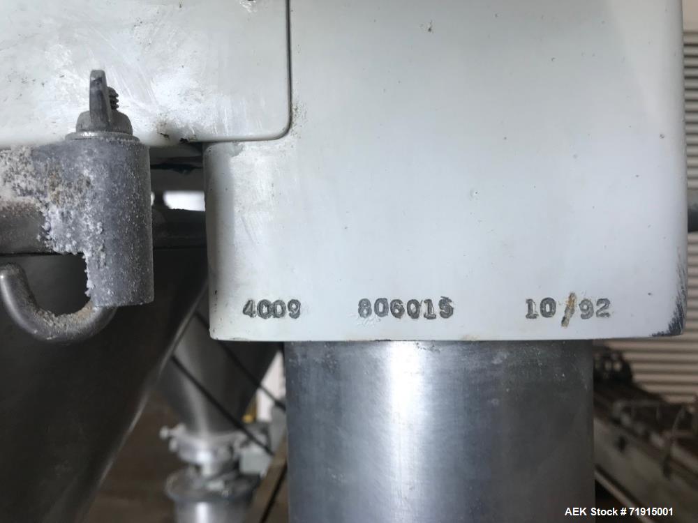 Used Mateer Burt Model 4009 Dual Head Automatic Inline Auger/Powder Filler.