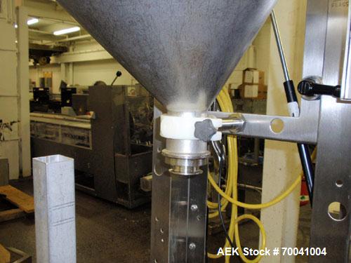 Used Serac Semi Automatic Single Head Filler, Model P1/2229 NW, Stainless Steel. Rated up to 500 containers per hour. Size range from 100 g to 11 kg packages. Height of containers usable under nozzle...