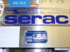 Used Serac Semi Automatic Single Head Filler, Model P1/2229 NW, Stainless Steel. Rated up to 500 containers per hour. Size range from 100 g to 11 kg packages. Height of containers usable under nozzle...
