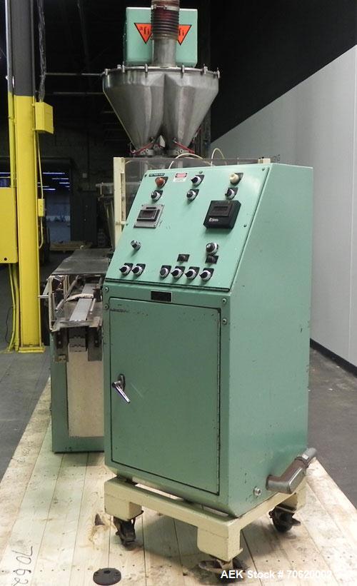 Used All-Fill Model R-212 Rotary Auger Filler. Machine has 12 pockets with dual head auger filler. Has worm screw to starwheel infeed to star discharge. Turret has a 30" pitch for a mximum container ...