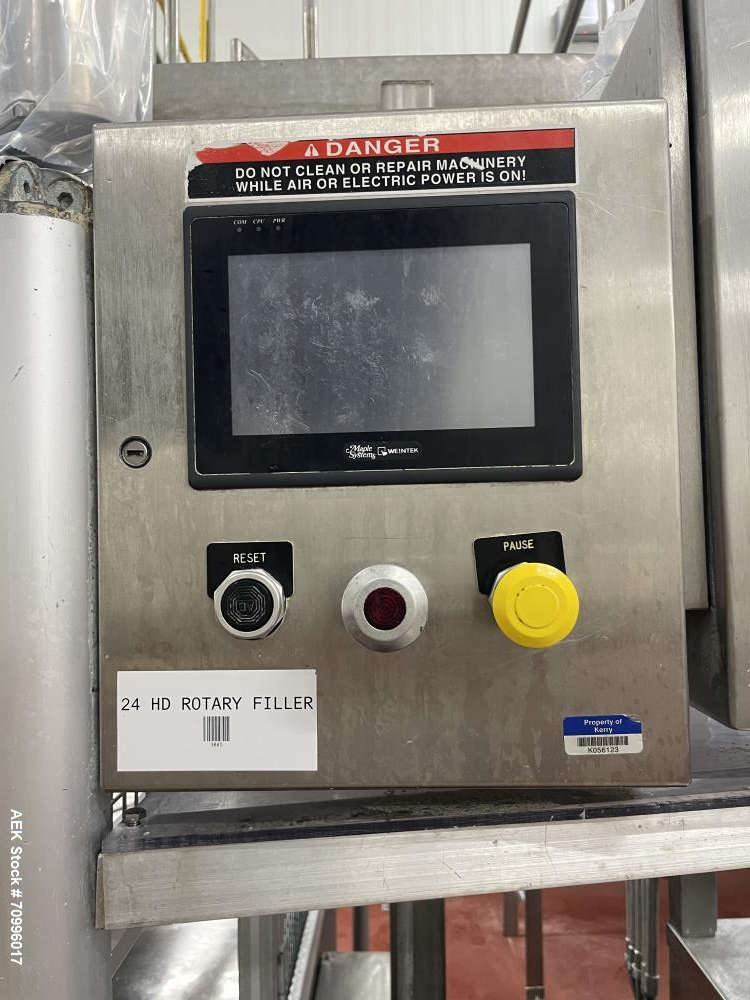 Used- All-Fill Model R-242 Rotary Auger Filler with 24 Pockets and Dual Head Auger Filler. Has worm screw to starwheel conta...