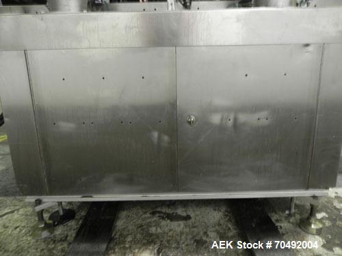 Used Mateer Dual Head Powder Auger Filler. Dual chain conveyor, 3/8" wide x 120" long. Has agitated hoppers. Has spinner plate tooling with dust collection. pneaumatic container indexing & bottom up ...