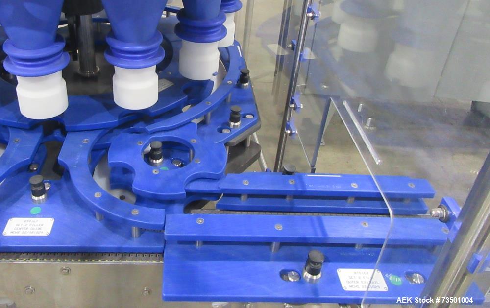 Unused Speed Dee Model 3700S Servo Rotary Auger Filler with Integrated Wipotec (OCS) Checkweigher. Has Twin Auger filler with 36" Diameter base unit. Dyco bottle throttle for transitioning bottles of...