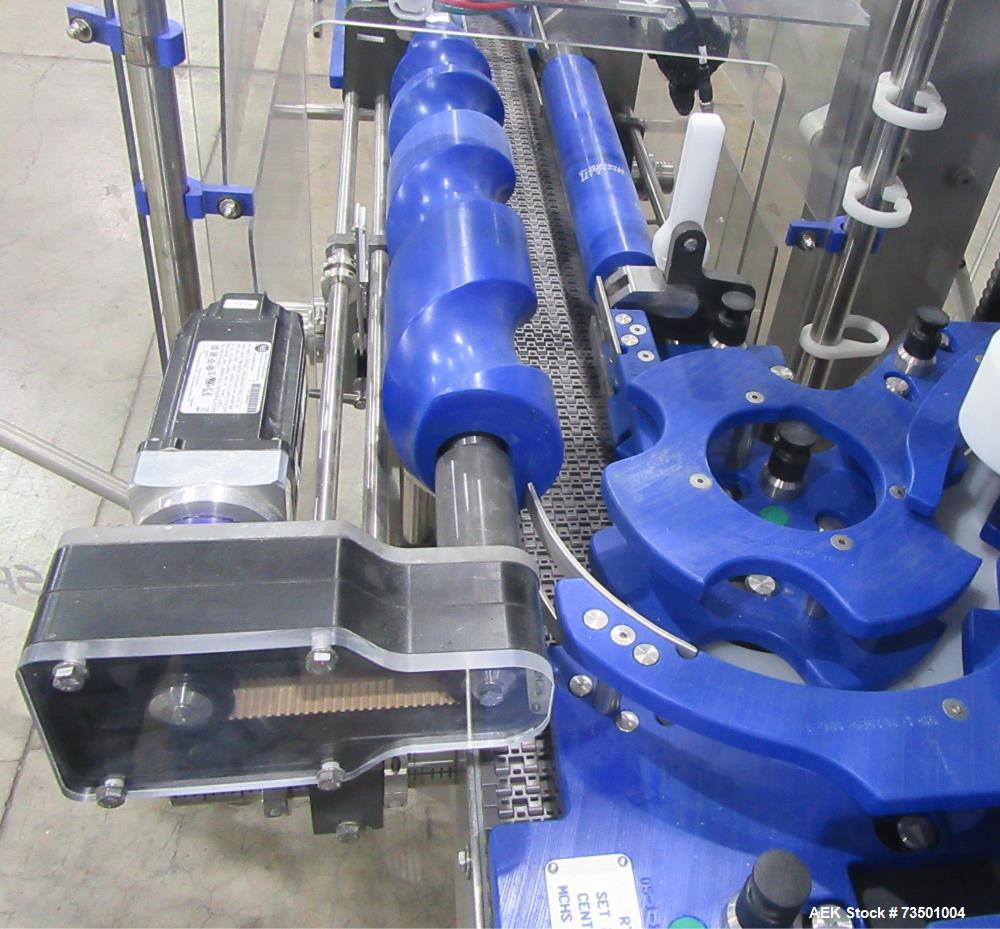 Unused Speed Dee Model 3700S Servo Rotary Auger Filler with Integrated Wipotec (OCS) Checkweigher. Has Twin Auger filler with 36" Diameter base unit. Dyco bottle throttle for transitioning bottles of...