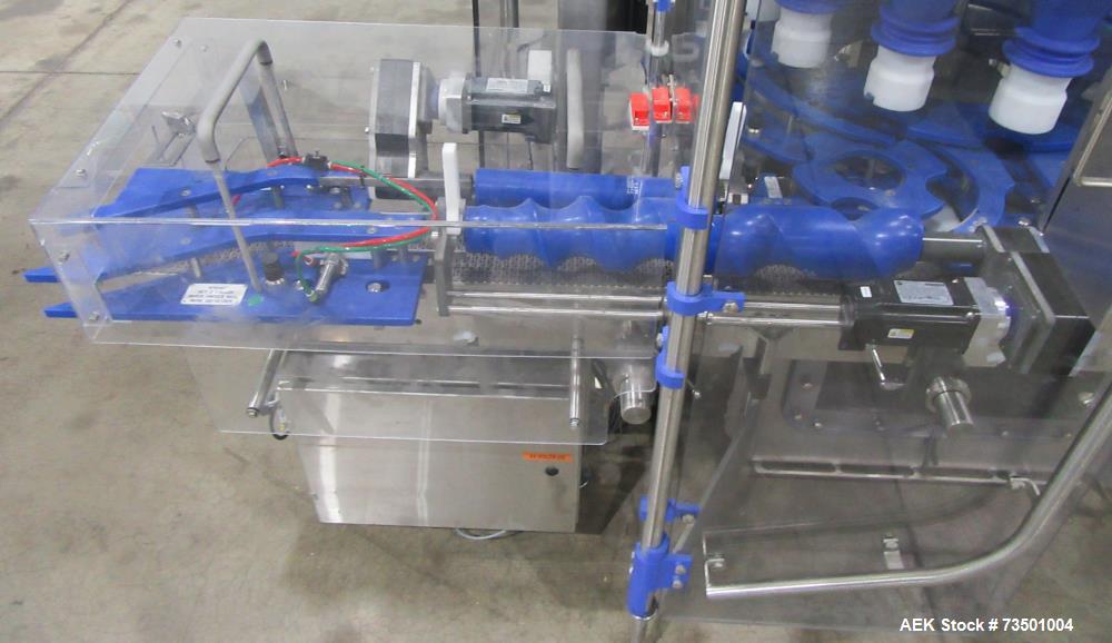 Unused Speed Dee Model 3700S Servo Rotary Auger Filler with Integrated Wipotec (OCS) Checkweigher. Has Twin Auger filler with 36" Diameter base unit. Dyco bottle throttle for transitioning bottles of...