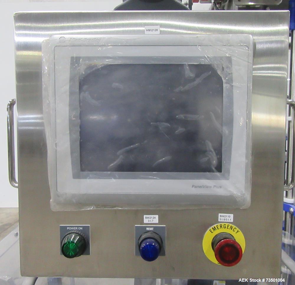 Unused Speed Dee Model 3700S Servo Rotary Auger Filler with Integrated Wipotec (OCS) Checkweigher. Has Twin Auger filler with 36" Diameter base unit. Dyco bottle throttle for transitioning bottles of...