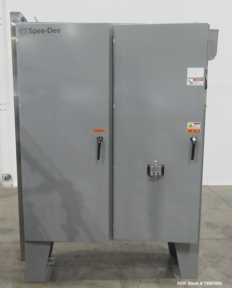 Unused Speed Dee Model 3700S Servo Rotary Auger Filler with Integrated Wipotec (OCS) Checkweigher. Has Twin Auger filler with 36" Diameter base unit. Dyco bottle throttle for transitioning bottles of...