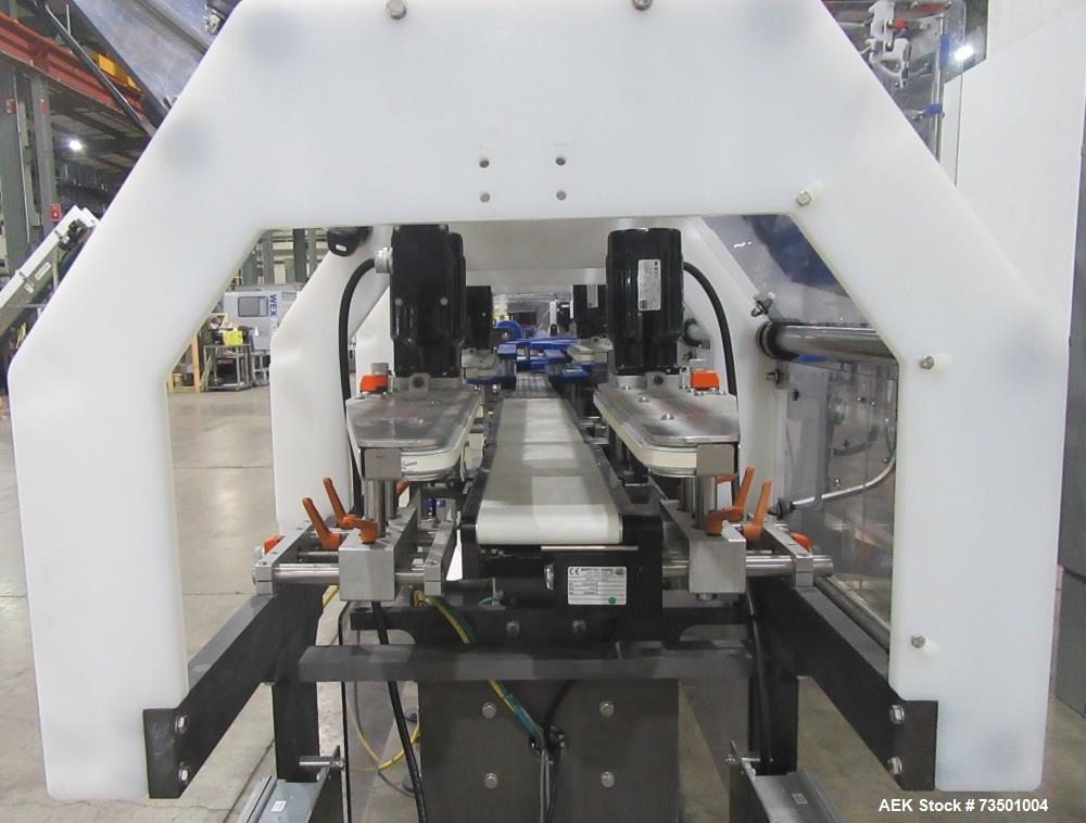 Unused Speed Dee Model 3700S Servo Rotary Auger Filler with Integrated Wipotec (OCS) Checkweigher. Has Twin Auger filler with 36" Diameter base unit. Dyco bottle throttle for transitioning bottles of...