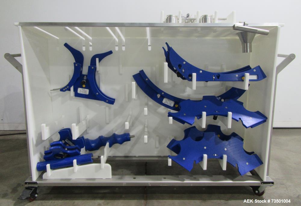 Unused Speed Dee Model 3700S Servo Rotary Auger Filler with Integrated Wipotec (OCS) Checkweigher. Has Twin Auger filler with 36" Diameter base unit. Dyco bottle throttle for transitioning bottles of...