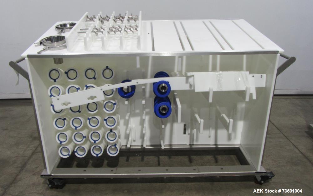 Unused Speed Dee Model 3700S Servo Rotary Auger Filler with Integrated Wipotec (OCS) Checkweigher. Has Twin Auger filler with 36" Diameter base unit. Dyco bottle throttle for transitioning bottles of...