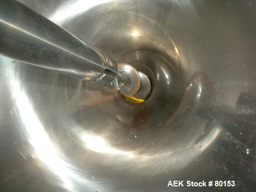 Used AFI All-Fill Gravimetric filler, Model 210881. 304 Stainless steel hopper, 38 liter (10 gallon), 22" diameter x 18" cone, 1-3/4" auger discharge thru a 2" center bottom outlet, auger driven by a...