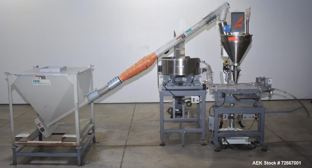 Used All-Fill Powder Tube Filling Line. Consisting of: All Fill B-600 Single Head Semi-Automatic Auger Filler. Has level sensor, agitator and tooling, collector funnel. Currently set up for 1" diamet...