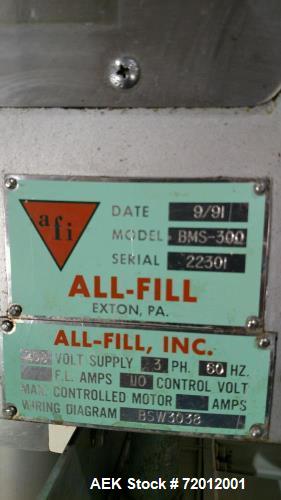 Used All Fill model BMS-300 semi automatic auger filler with agitated hopper.