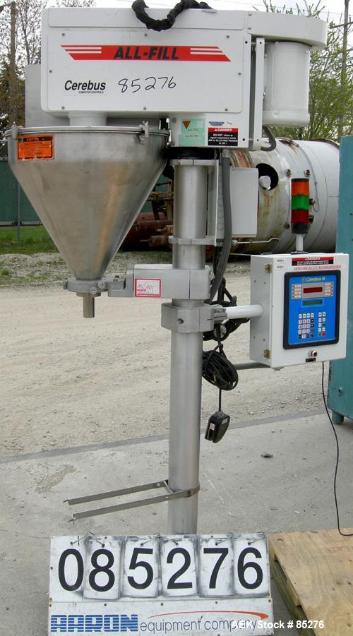 Used All Fill Inc Single Auger Filler, Model BS400, 304 Stainless Steel Contact Parts. Hopper is 22" diameter x 4" straight side x 18" cone. 1-3/8" diameter auger, driven by a 1/2 HP, 3/60/230/460 Vo...