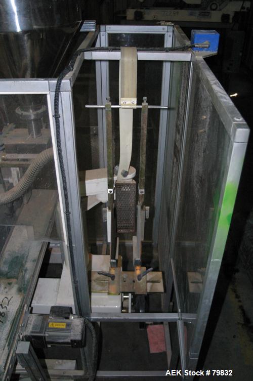 Used Curtis Packaging Machinery Service Model Simpli Fill Powder Auger-Filler. 18" Diameter x 6-1/2" straight side x 14" cone hopper with side scrapers and auger. Driven by .5hp motor, 6" wide x 39" ...