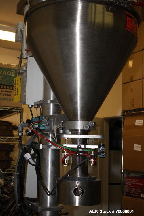 Used All-Fill B-350 Auger Filler. Semi-automatic, complete with agitated hopper. Has foot pedal for indexing, stainless steel hopper, 3/60/208V.