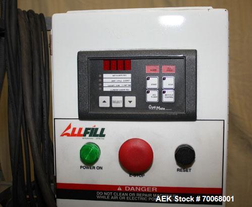 Used All-Fill B-350 Auger Filler. Semi-automatic, complete with agitated hopper. Has foot pedal for indexing, stainless steel hopper, 3/60/208V.
